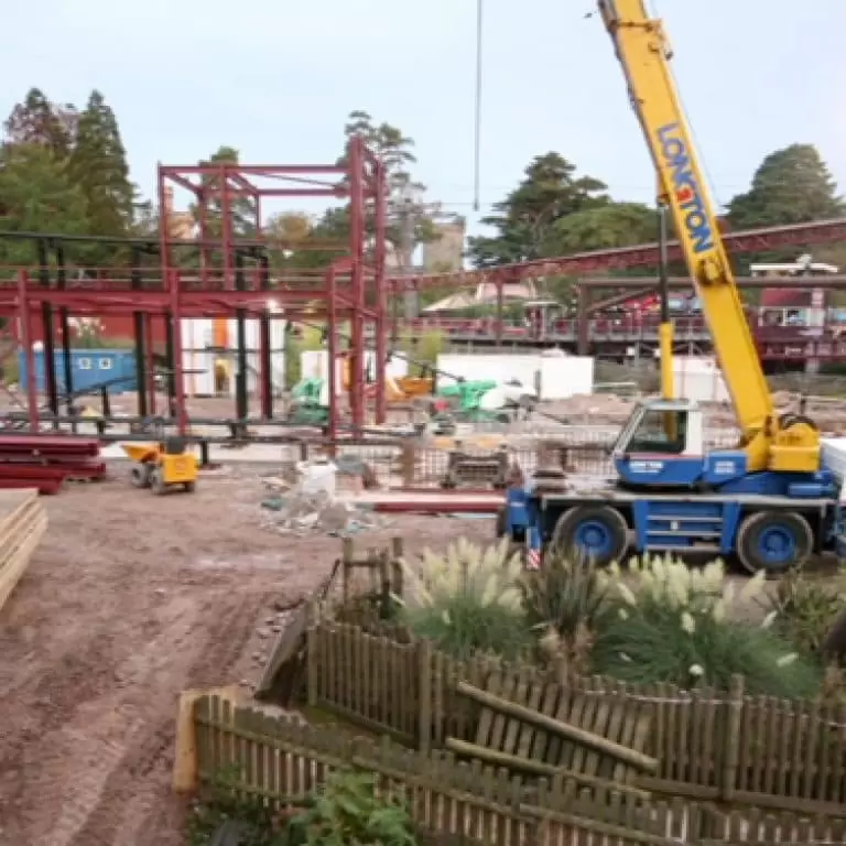 Secret Weapon 6 rollercoaster being constructed at Alton Towers