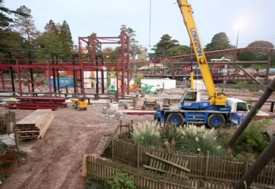Secret Weapon 6 rollercoaster being constructed at Alton Towers