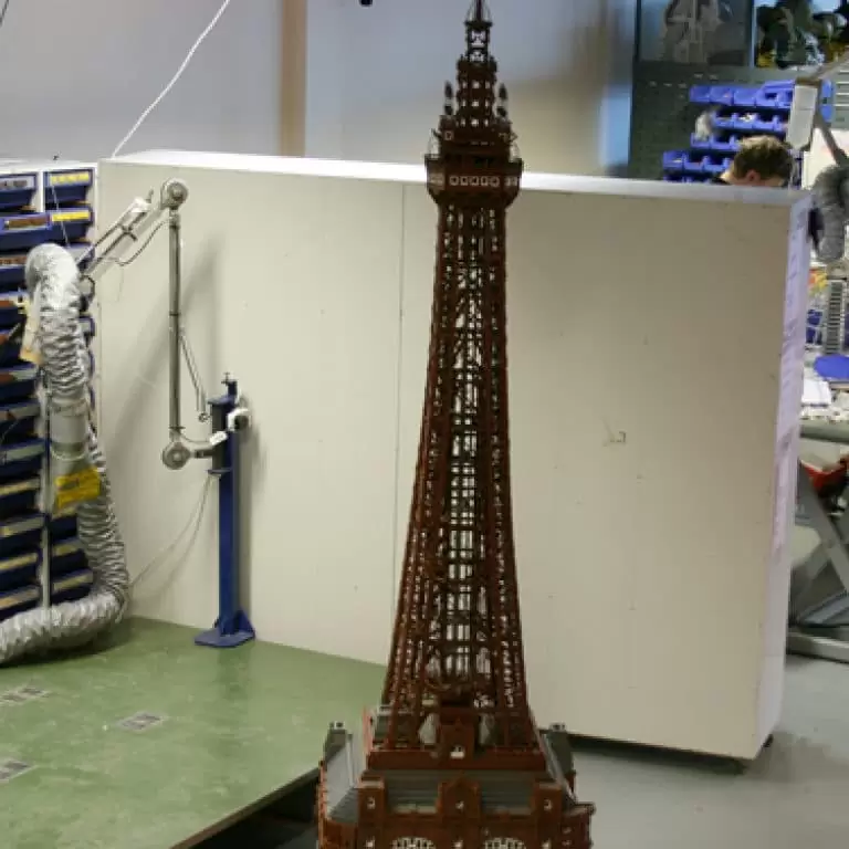 The completed Blackpool Tower scale-model Lego build at Legoland Windsor