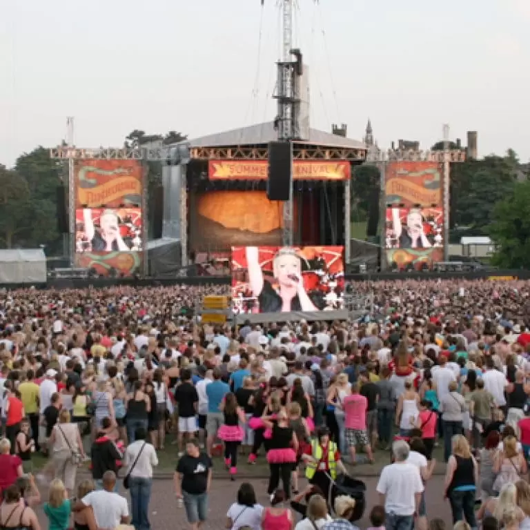 Time-lapse still of Pink's Alton Towers concert