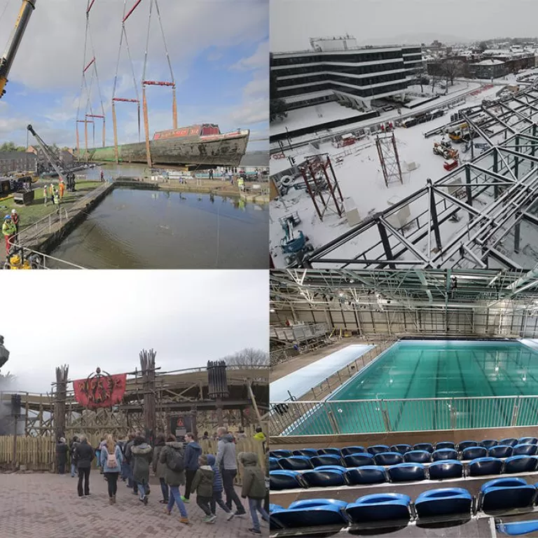 A collection of feature images from time-lapse UK projects in 2018, including the Wicker Man and the European Championships