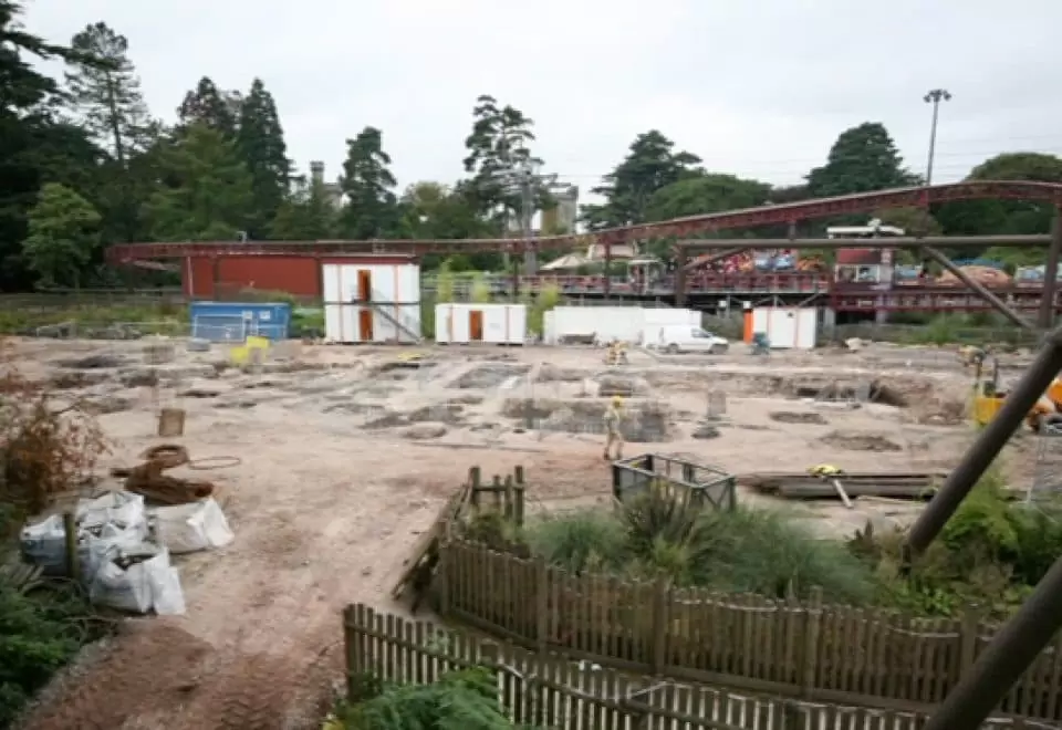 Start of Th13teen rollercoaster construction at Alton Towers