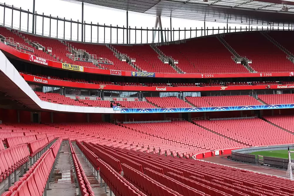Arsenal's empty Emirates Stadium ahead of a Champions League game vs. AC Milan