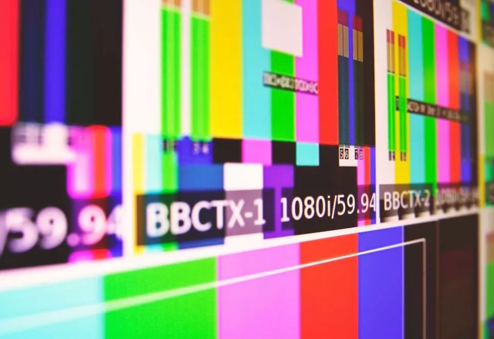 BBC TV colour bars screen.