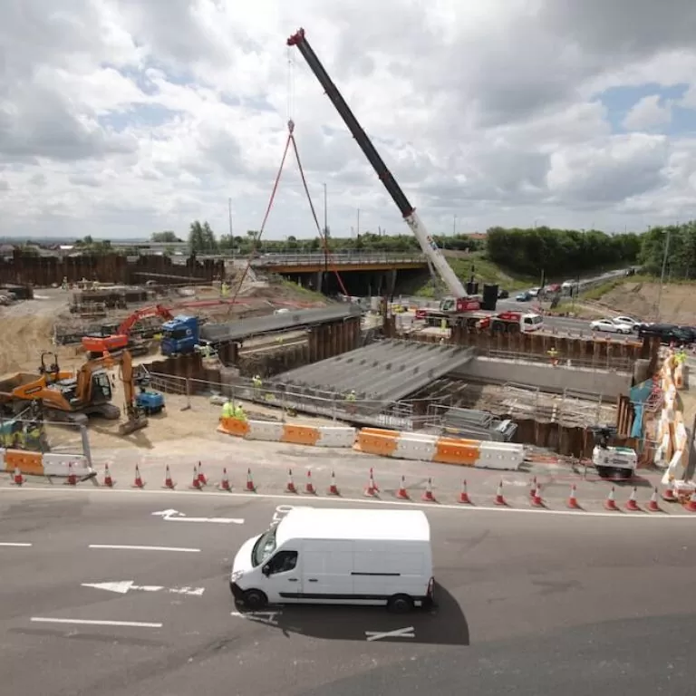 Time-lapse construction image capturing vital roadworks at Coast Road Junction.