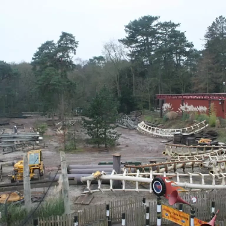 Corkscrew rollercoaster at Alton Towers after dismantling