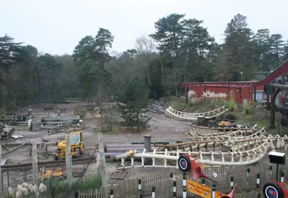 Corkscrew rollercoaster at Alton Towers after dismantling