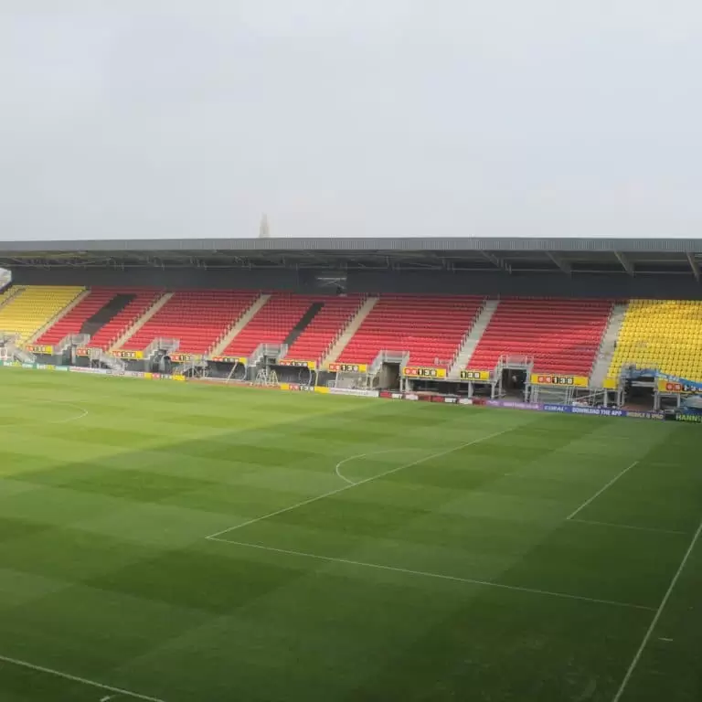 The completed Sir Elton John Stand at Watford Football Club's Vicarage Road