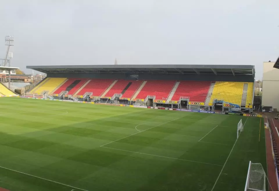 The completed Sir Elton John Stand at Watford Football Club's Vicarage Road