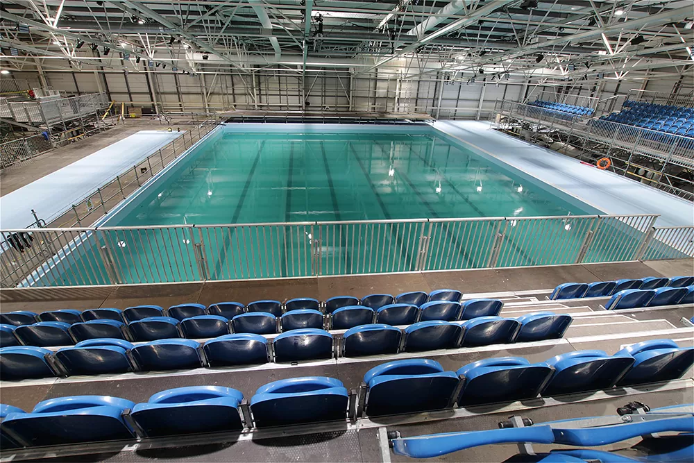 Time-Lapsing Iconic British Events & Projects - temporary synchronised swimming pool 