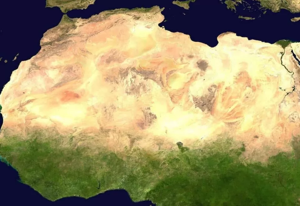 Satellite image of the Sahara desert.