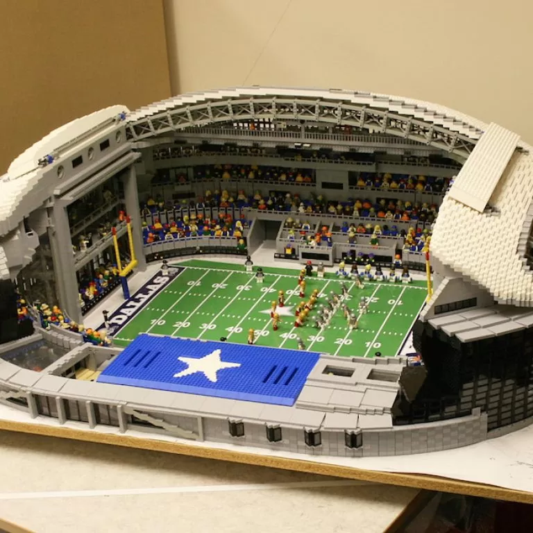 Scale-model LEGO build by LEGOLAND Windsor, of the AT&T Stadium in Dallas, Texas
