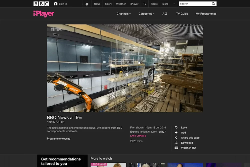 Our time-lapse footage of the Mary Rose on BBC News at Ten