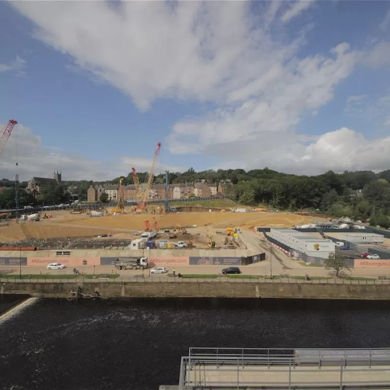 Construction progress on Durham-based Milburngate site, initiated by main contractor Tolent.