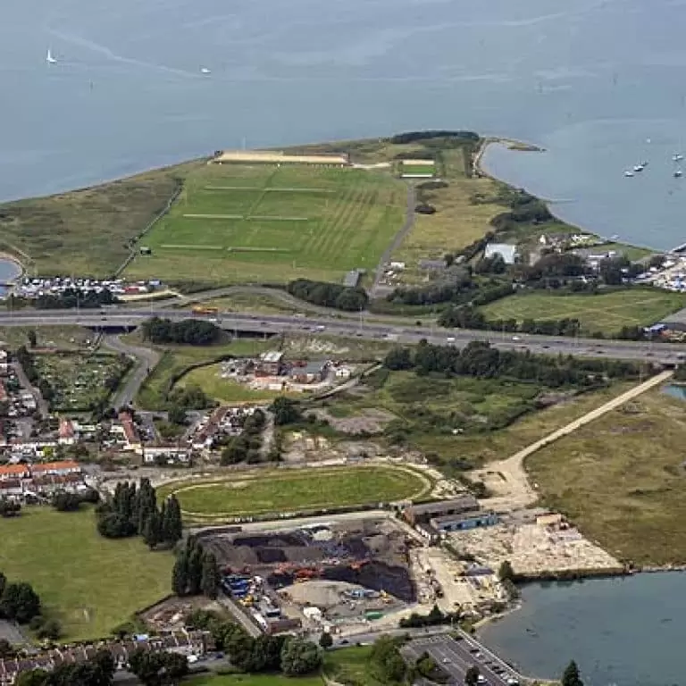 Aerial image overlooking the Tipner Park and Ride development