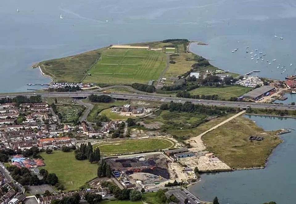Aerial image overlooking the Tipner Park and Ride development