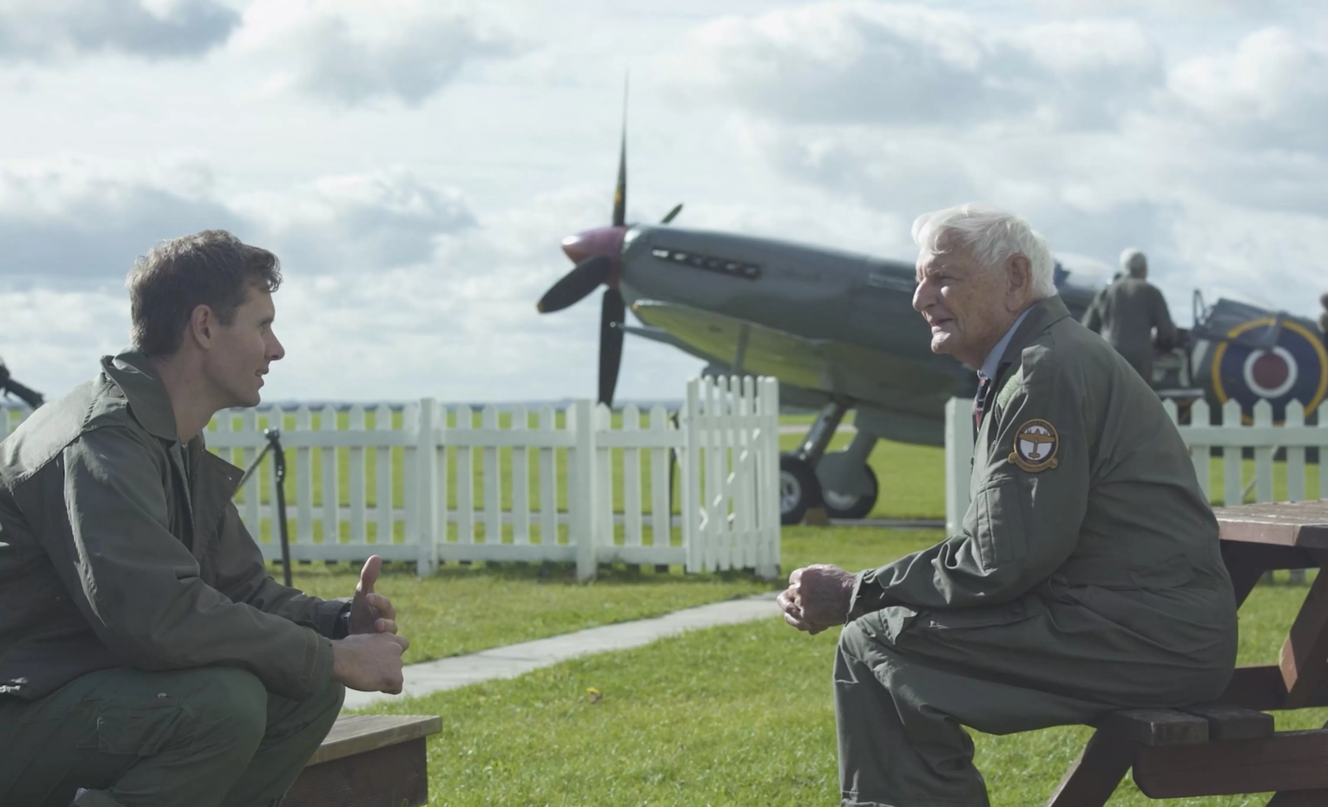 Capturing Hawker Typhoon veteran's dream flight. Bernard Gardiner with Sam Worthington-Leese, who is Founding Trustee of the HTPG