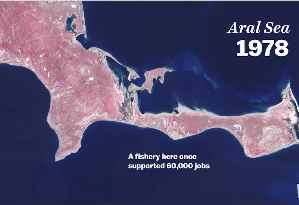 Screen shot of video from Vox featuring time-lapse of human global footprint.