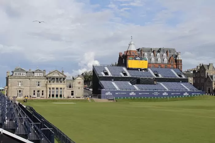 GL events' completed grandstand at St Andrews Links for The 144th Open Championship of golf