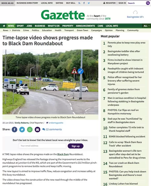 Time lapse video shows progress made to Black Dam Roundabout From Basingstoke Gazette