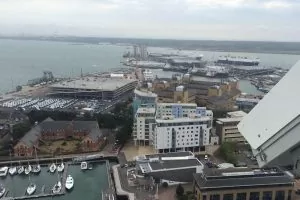 Rooftop view of Southampton Ocean Quays, featuring part of our time-lapse camera.