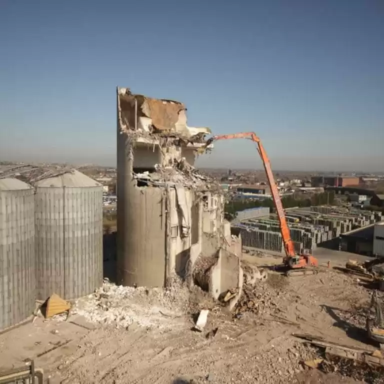 Demolition work of a tower at Molson Coors