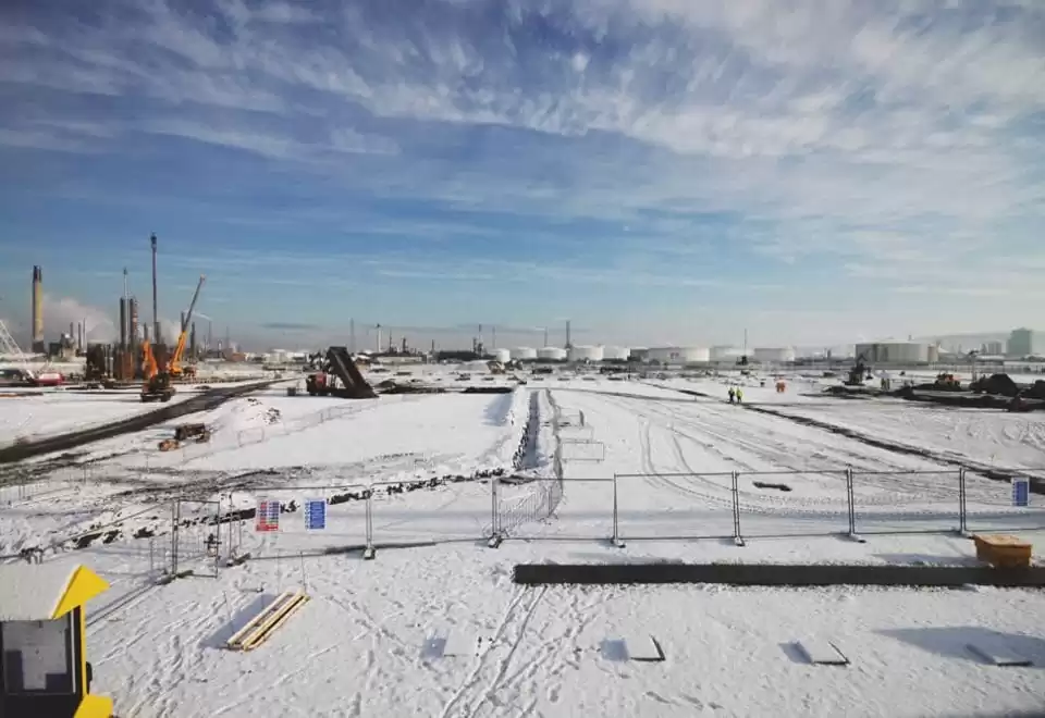 Snow scene at Air Products Tees Valley