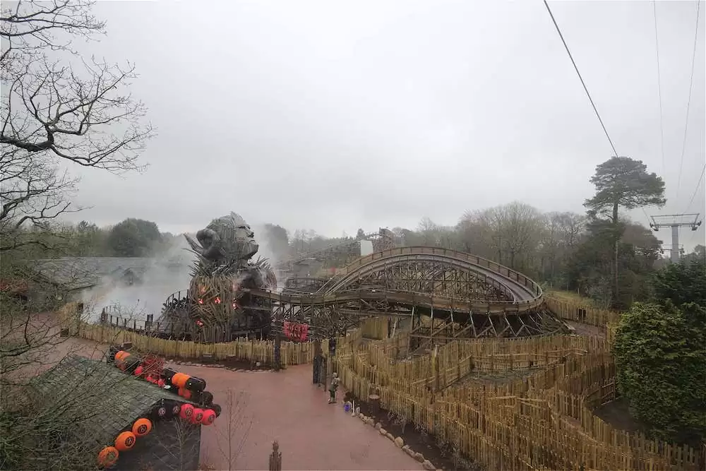 The Wicker Man roller coaster ride at Alton Towers during construction.