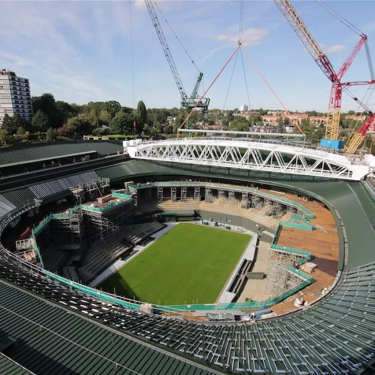 View of exterior redevelopment at Wimbledon's Court No.1.