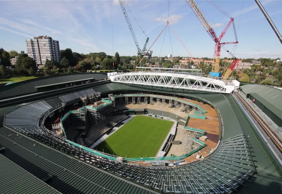View of exterior redevelopment at Wimbledon's Court No.1.