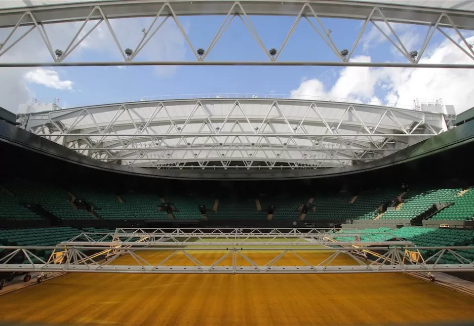 Time-lapse image overlooking Wimbledon's roof redevelopment for Court No.1.
