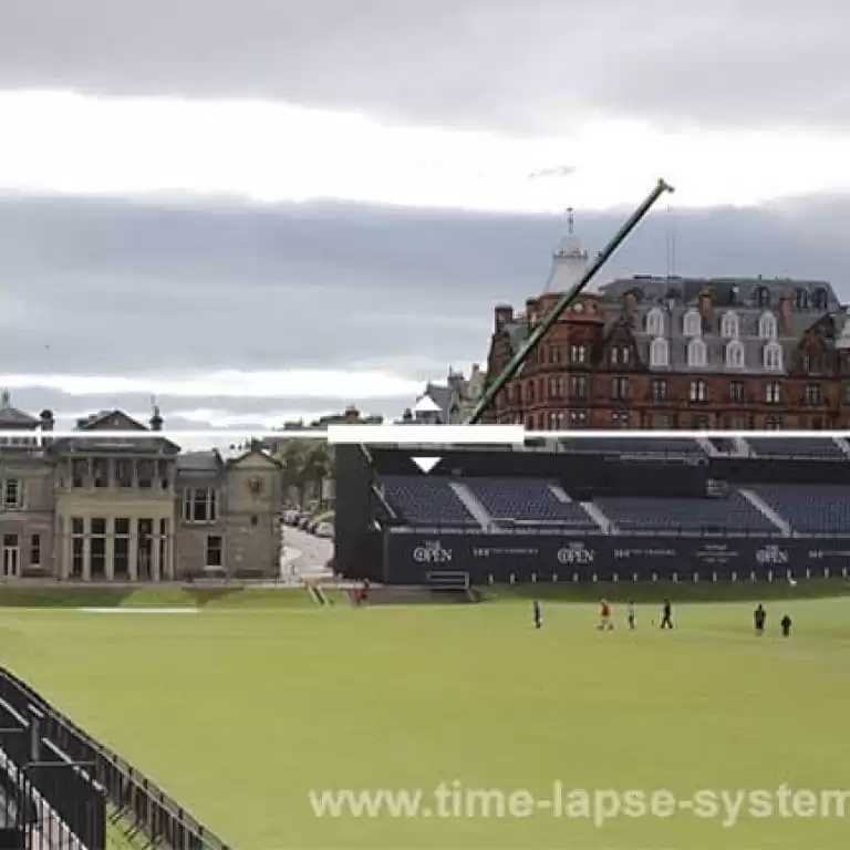Before and after shot from St Andrews grandstand erection