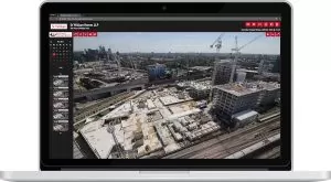 Laptop displaying a major construction site through the iRis 4.0 viewing portal