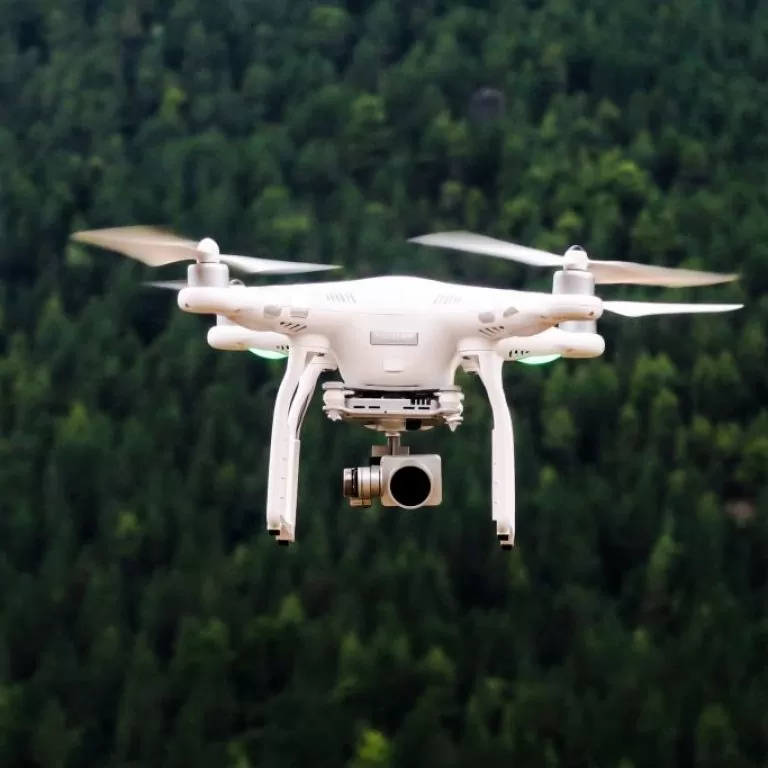 Drone with camera in flight