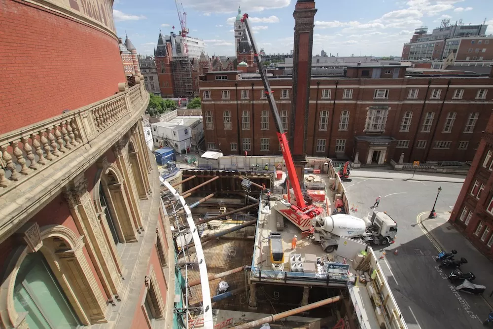Time-lapse capture of the Royal Albert Hall's 'Great Excavation' project, major construction works in preparation for the venue's 150th anniversary celebrations in 2021.