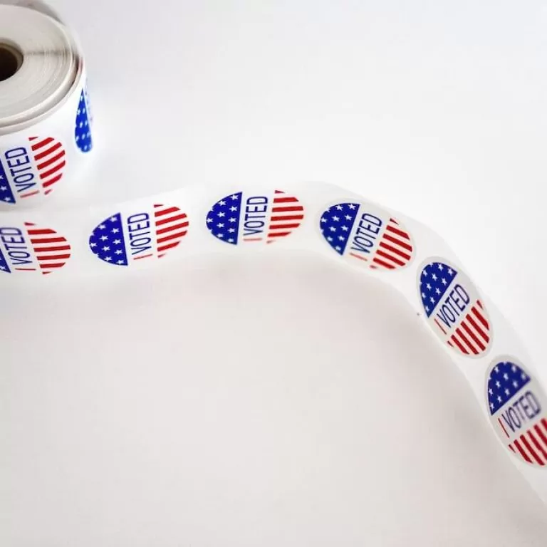 A roll of 'I Voted' USA election stickers.