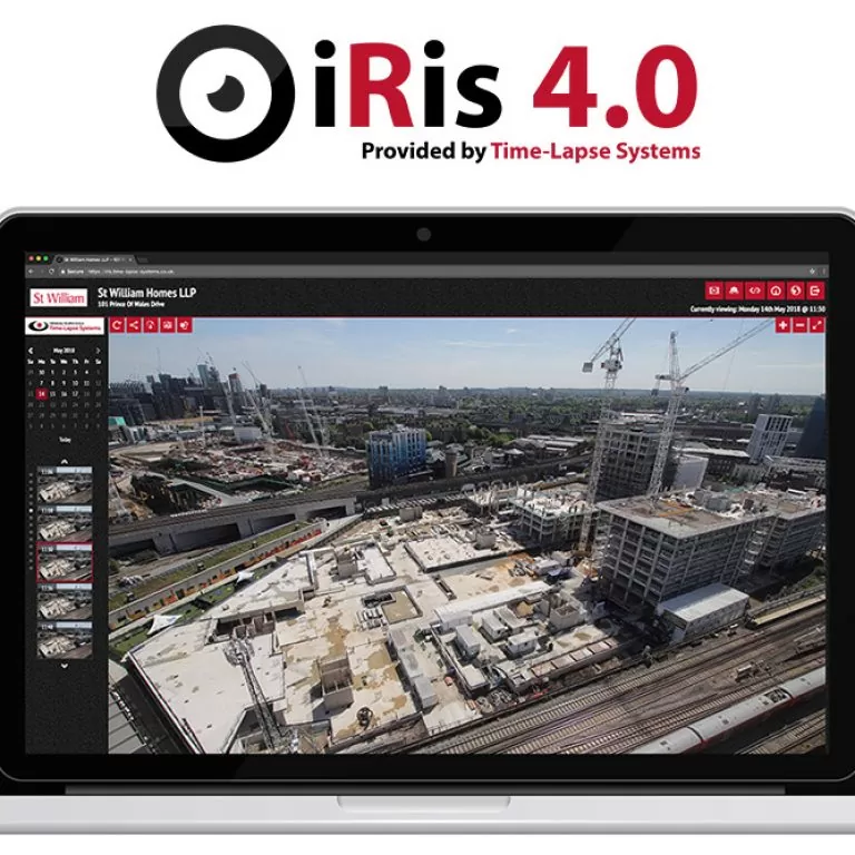The brand new iRis 4.0 time-lapse and site monitoring portal, displayed on a laptop