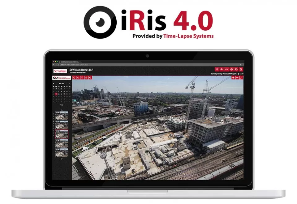 The brand new iRis 4.0 time-lapse and site monitoring portal, displayed on a laptop