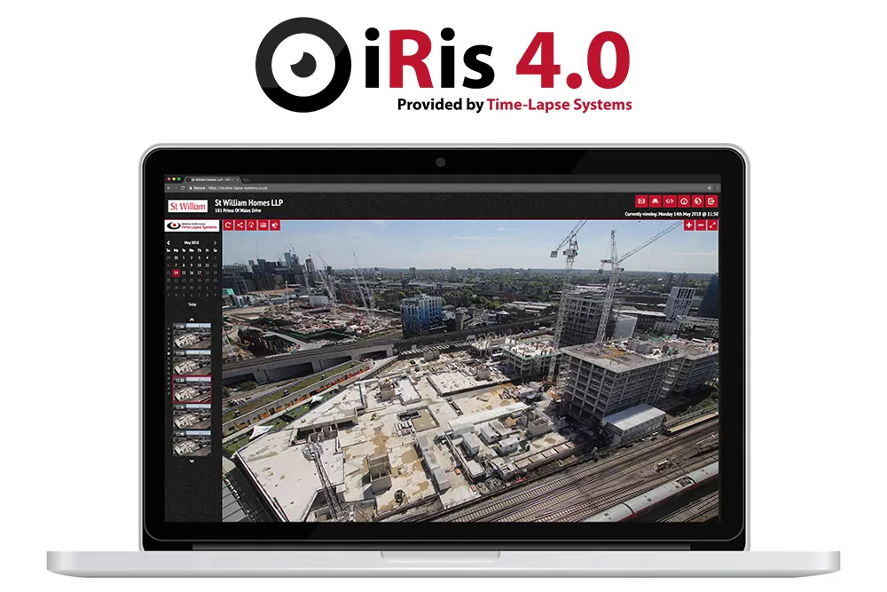 iRis 4.0 site-monitoring portal, displayed on a laptop