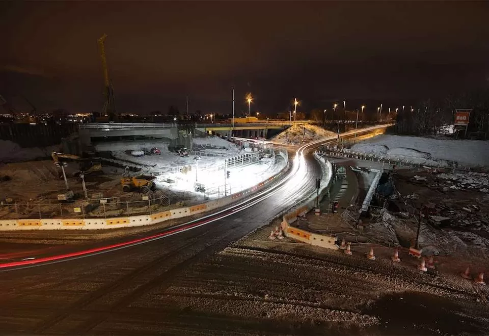 Time-lapse capture of road improvement works in challenging outdoor conditions.