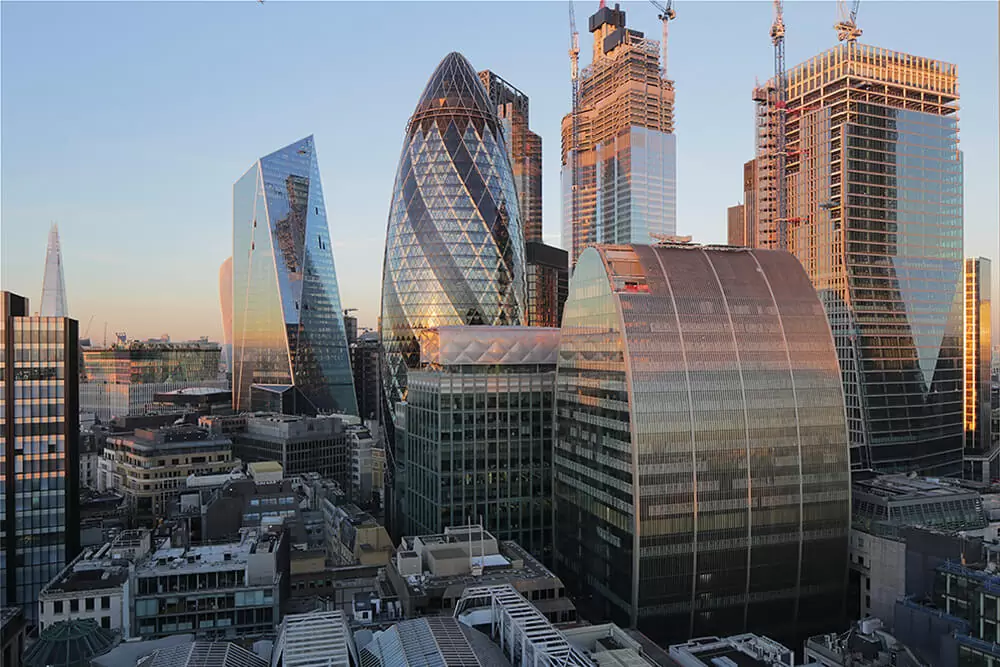 Time-lapse image from the City of London focusing on construction of Can of Ham office building for Mace