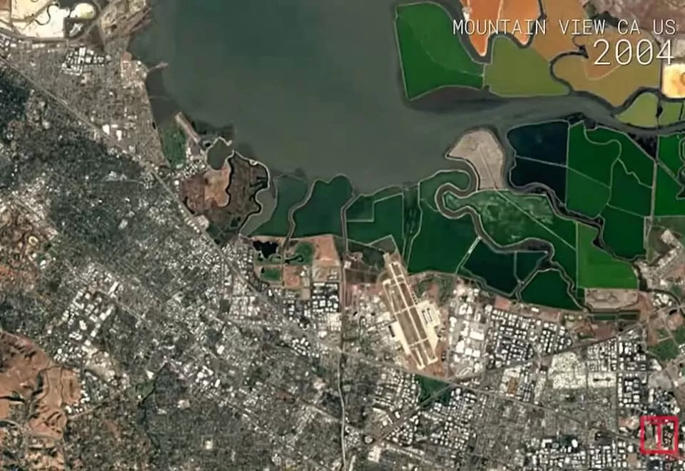 Aerial view from a Google satellite image as part of a time-lapse