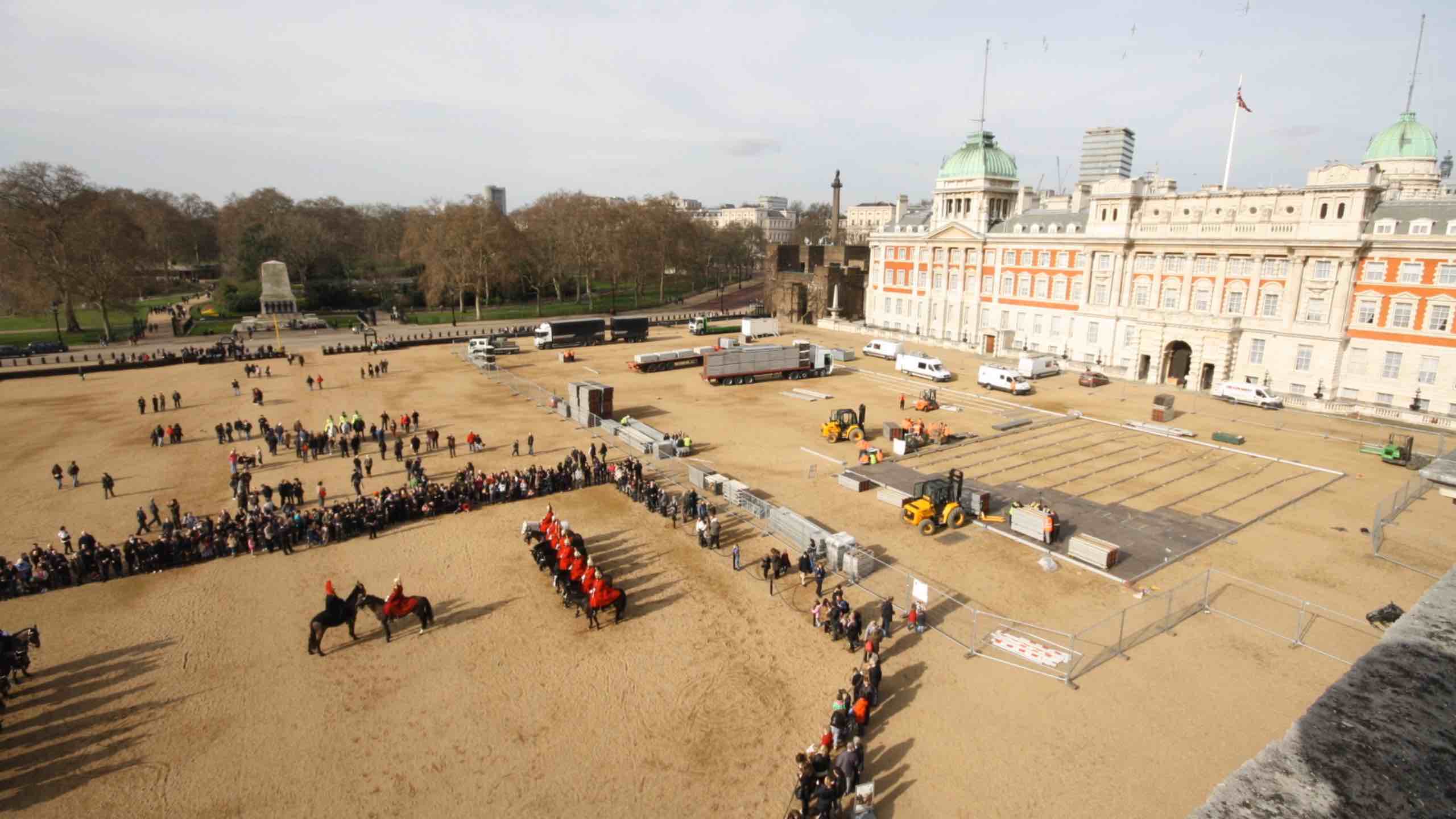 An image of the Horse Guard's Parade taken from open of Time-Lapse Systems above Ultra HD cameras.